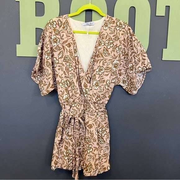 Baltic Born Floral Cream Wrap Romper Size Medium