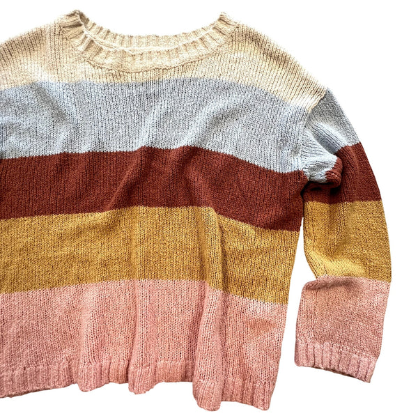 Billabong Chunky Knit Pastel Striped Sweater Size Small