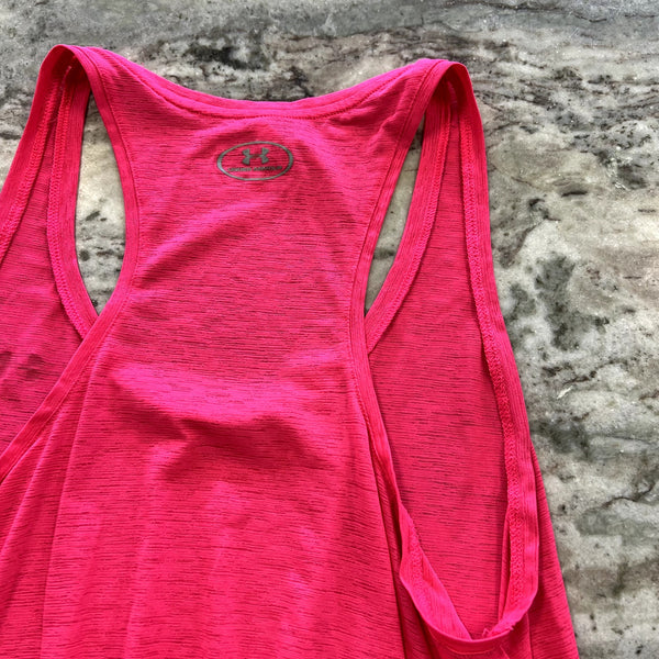 Under Armour Hot Pink Loose Fit Racerback Tank Top Size Large