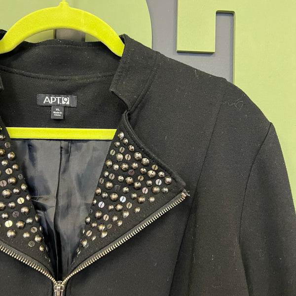 Apt. 9 Black Mixed Metal Studded Collar Jacket Size XL