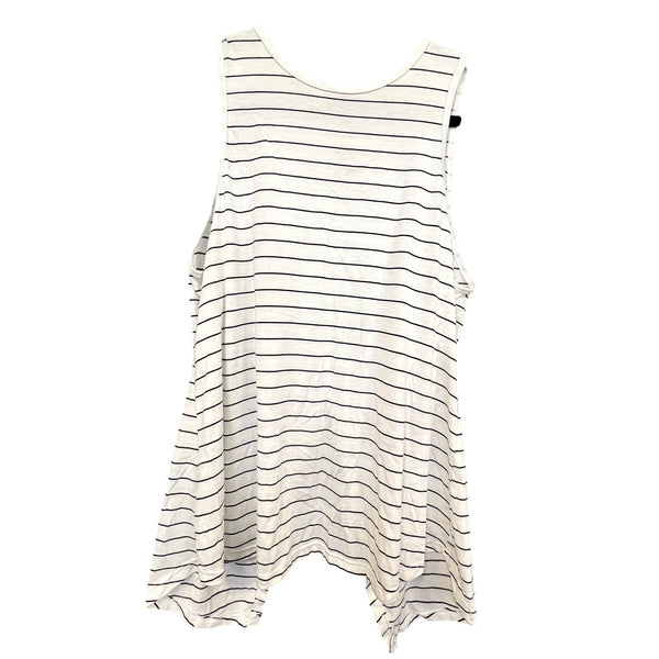 Women's Black + White Striped Open Back Athletic Tank Top Size Medium