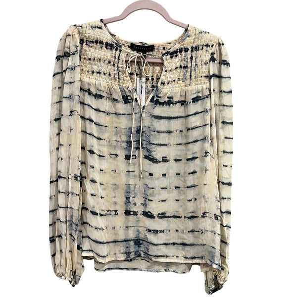 NWT Sanctuary Lightweight Long Sleeve Boho Blouse Cream + Blue X-Small