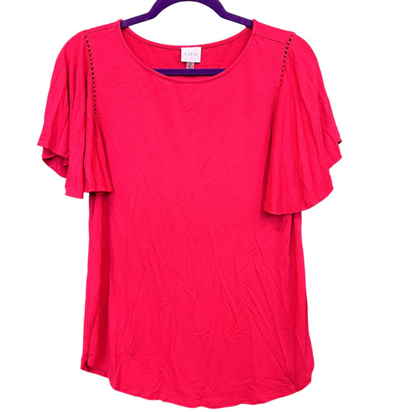 Cupio Pink Ruffle Sleeve Blouse Size Small