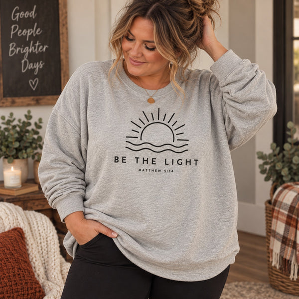 Be the Light Christian Graphic Sweatshirt Plus Size 2XL
