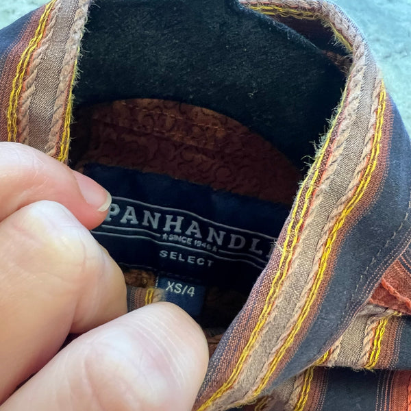 Panhandle Western Button Down Top Orange/Yellow Boys Size XS 4