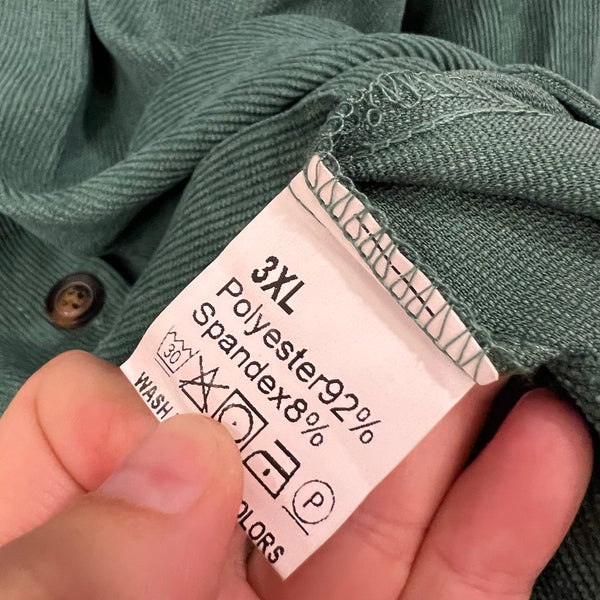 Women's Green Corduroy Button Down Shacket Size 3XL