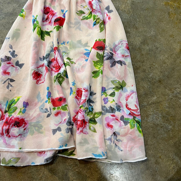 NWT Bailey's Blossoms Floral Off Shoulder Blush Lined Maxi Dress Size 12-18 Mo.