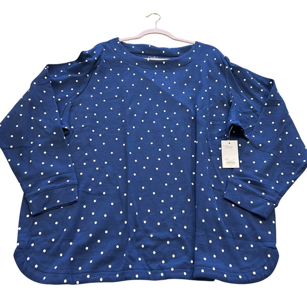 NWT Croft & Borrow Navy Polka Dot Blouse Size 3XL