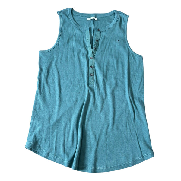 NWT Maurice's Green Ribbed Henley Tank Top Large