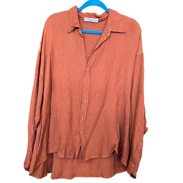 Faithfull The Brand Rust Button Down Top Size Large