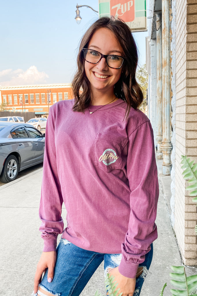 Old Row Circle Logo L/S Pocket Tee - Berry – Southern Roots Boutique