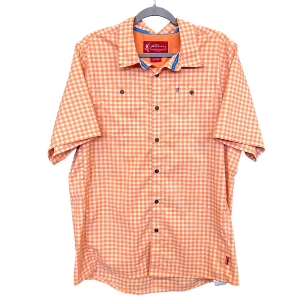 Browning Orange + White Gingham Moisture Wicking Polo Large