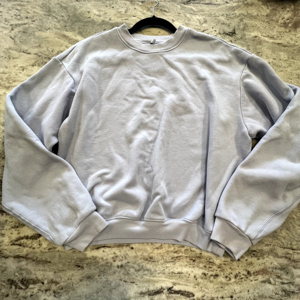 Skims Light Blue Fleece Cotton Crewneck Sweatshirt Size Large