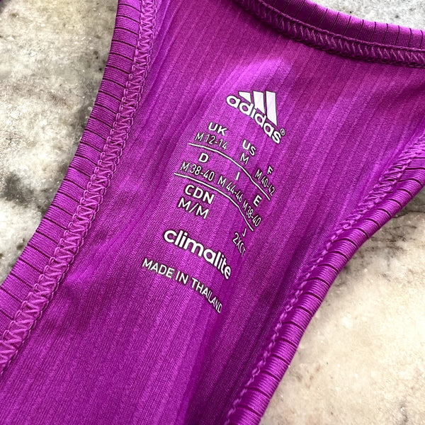 Adidas Purple Ribbed Athletic Tank Size Medium
