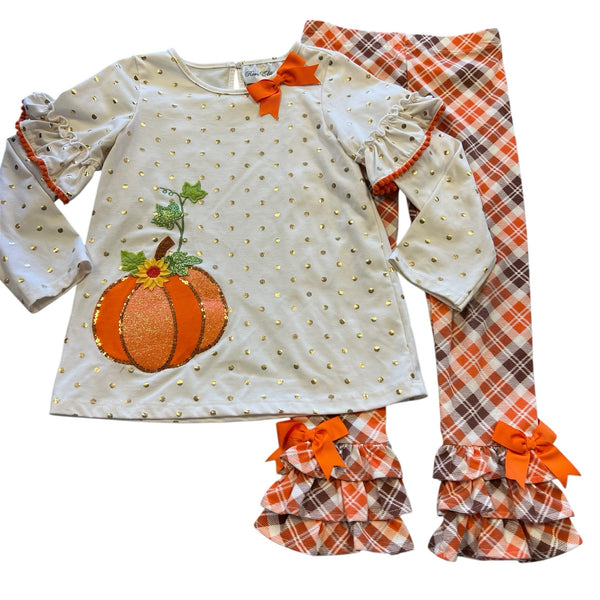 Rare Editions Girls Pumpkin Thanksgiving Outfit Size 6