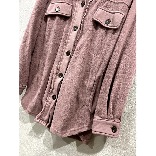 La Miel Boutique Soft Fleece Button Down Mauve Shacket Small