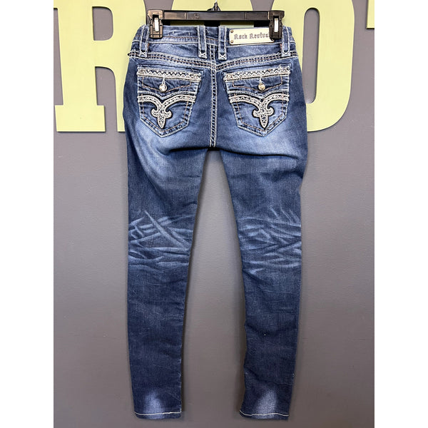 Rock Revival Jasna Skinny Dark Wash Jeans Size 26