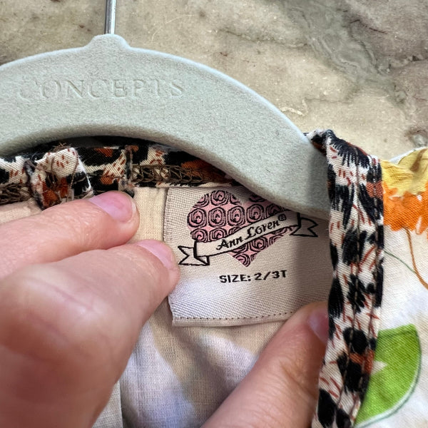 Ann Loren Whimsy Zoo Animals + Leopard Long Sleeve Flowy Dress Size 2T