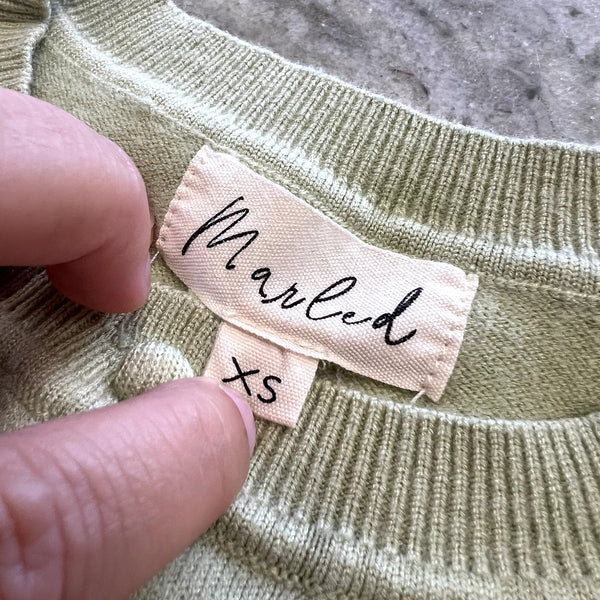 Marled Light Sage Puff Sleeve Button Down Blouse XS