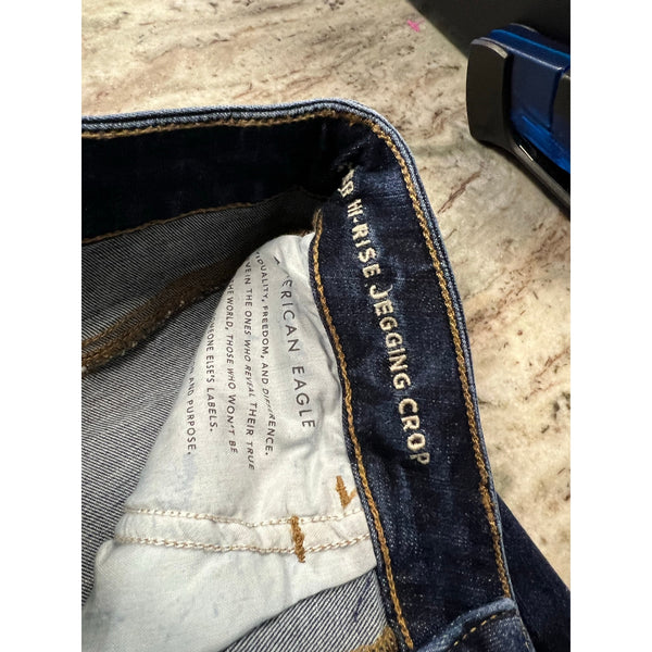 American Eagle Super High Rise Dark Wash Cropped Jeggings Size 8
