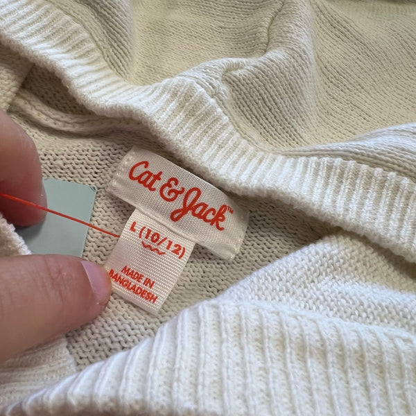 NWT Cat & Jack Taupe Ribbed Sweater Hoodie Large 10/12