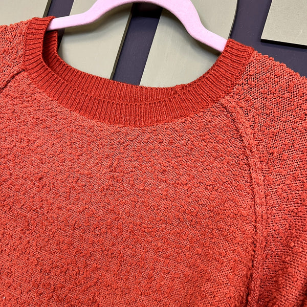 Umgee Rust Orange Popcorn Crew Neck Sweater Medium