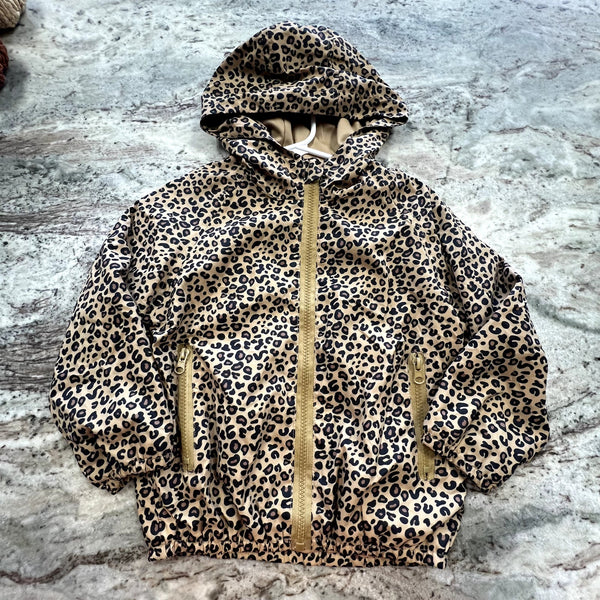 Girls Leopard Hooded Full Zip Jacket Size 5T