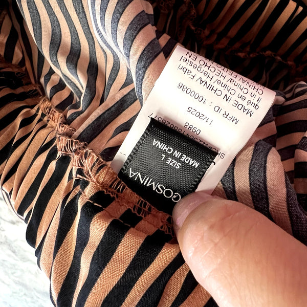 Women's Brown + Black Pinstripe Two Piece Set Size Large