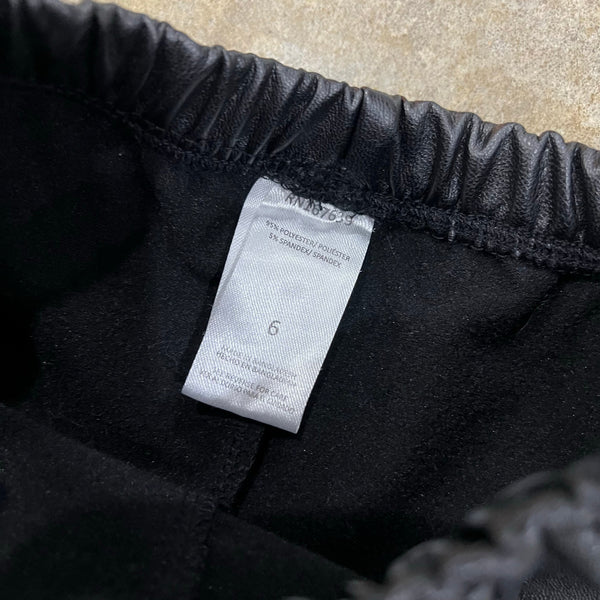 Girls Black Flare Pleather Pants Size 6