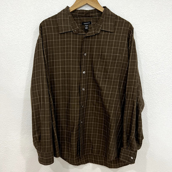 Van Heusen Brown Plaid Button Down Top XXL