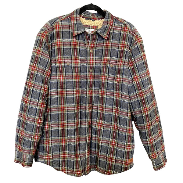 LL Bean Men's Sherpa Lined Scotch Plaid Shirt Slightly Fitted Size Medium