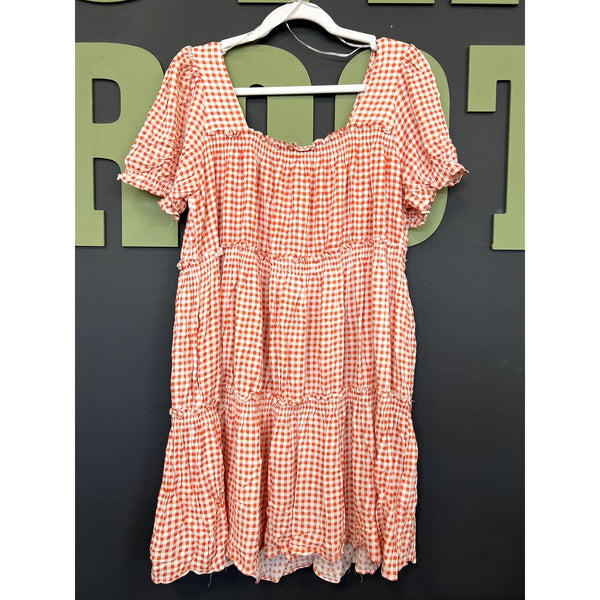 NWT Princess Polly Orange + White Gingham Mini Dress Size 6
