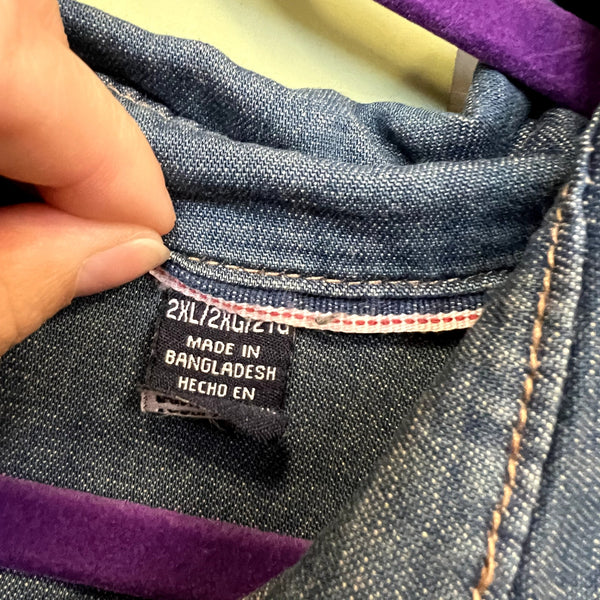 Wrangler Men's Pearl Snap Denim Button Down Top Size XXL