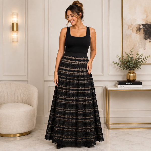 Max Studio Specialty Product Black Lace Maxi Dress Size Small