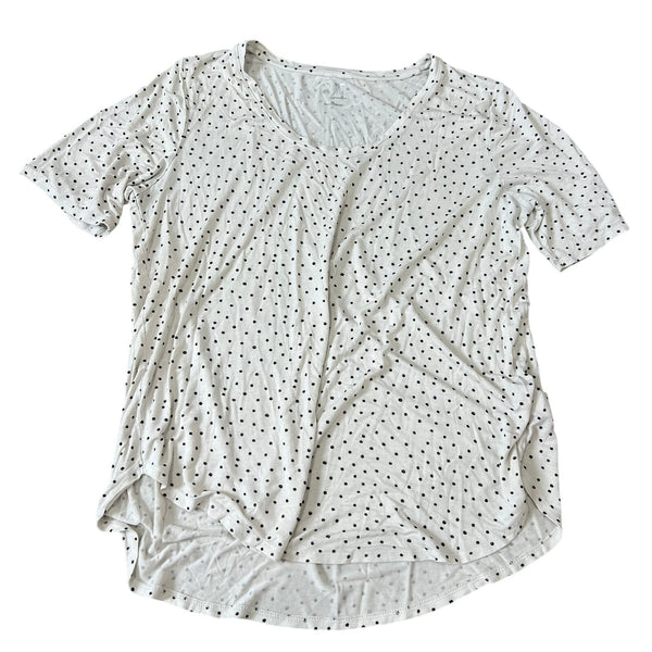 Women's Butter Soft White + Black Polka Dot Top XL