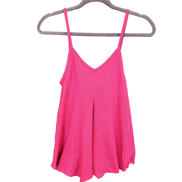 Women's Pink Waffle V-Neck Flowy Tank Top Size XS
