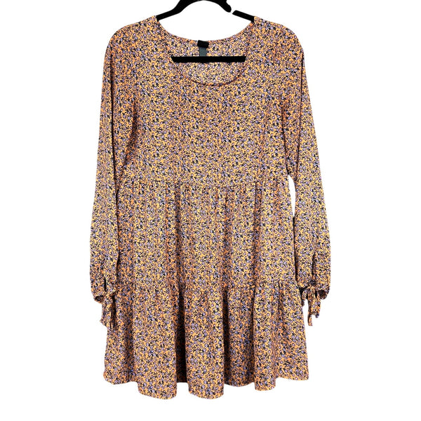 Wild Fable Mustard Floral Tiered Mini Dress Size Small