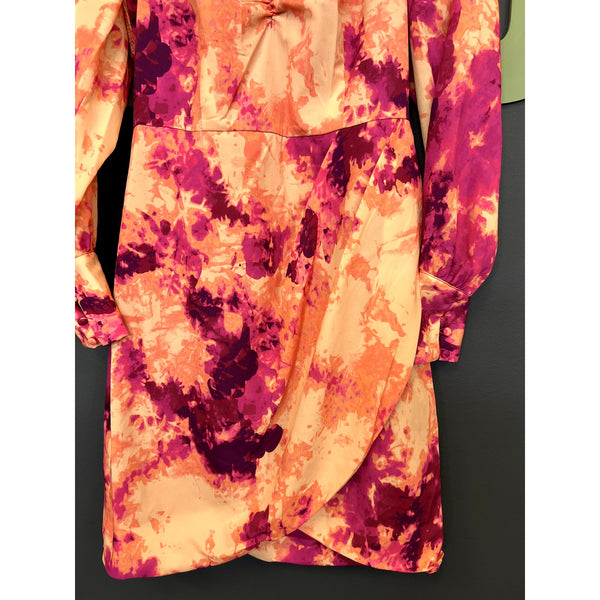 Bar III Pink + Orange Abstract Tie Dye Mini Dress Size Small