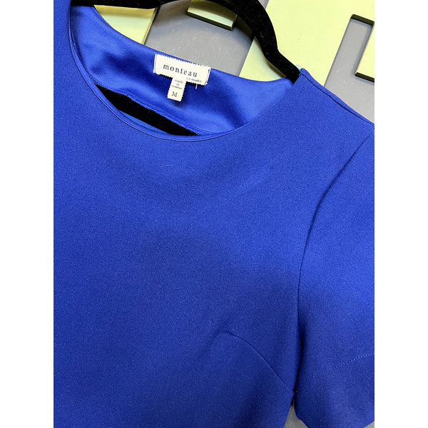 Monteau Royal Blue Scalloped Edge Mini Dress Size Medium