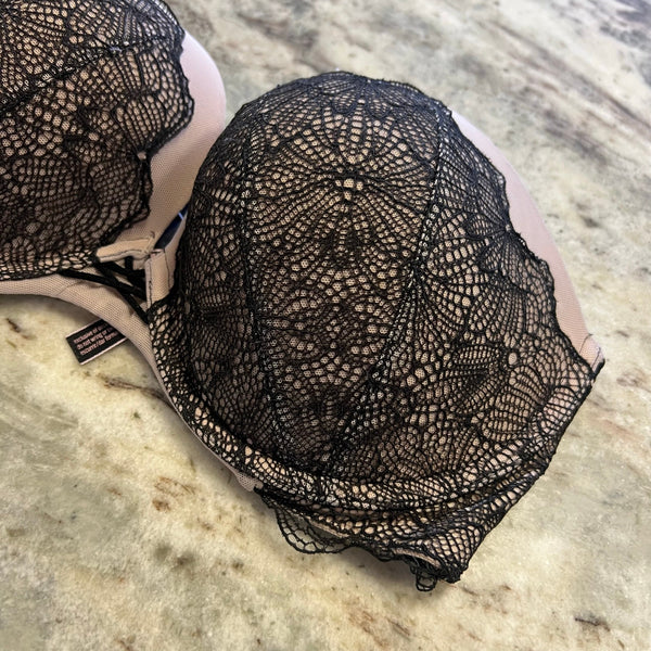 Victoria's Secret Black Lace Very Sexy Multi Way Strapless Bra Size 34DD