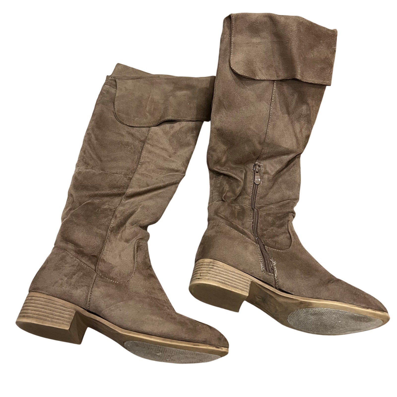 Bonnibell Boutique Light Brown Suede Heeled Knee High Boots Size 8