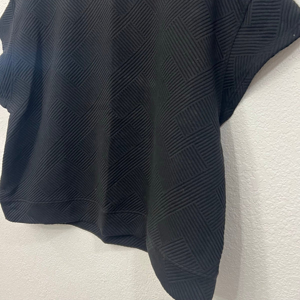 See + Be Seen Women's Black Textured Boxy Top Plus Size 1XL