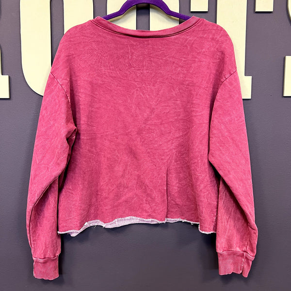Love Vintage Magenta Cropped Cozy Sweater Medium