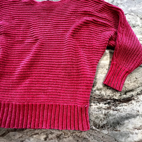 Forever 21 Pink Chenille Boat Neck Dolman Sweater Size Small