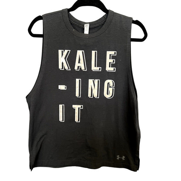 Under Armour Kale-Ing It Black Muscle Tank Top Loose Fit Heat Gear Medium