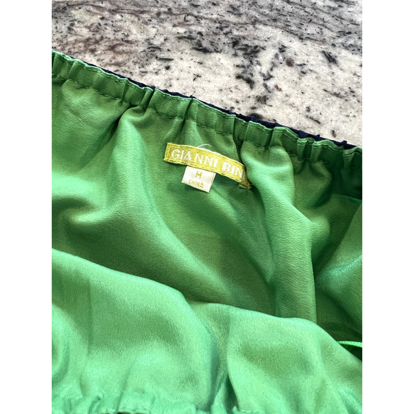 Gianni Bini Green + Blue Striped Strapless Maxi Dress Medium