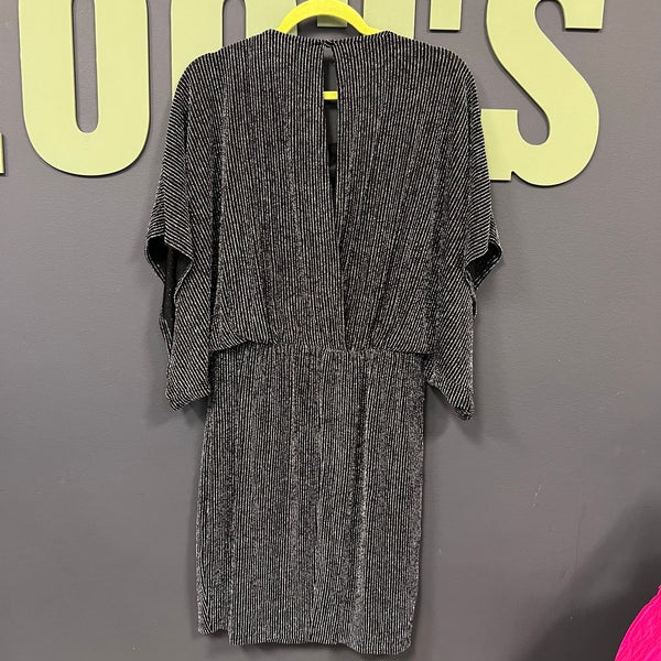 Jessica Howard Dolman Sleeve Metallic Stripe Knit Blouson Dress 10 Petite