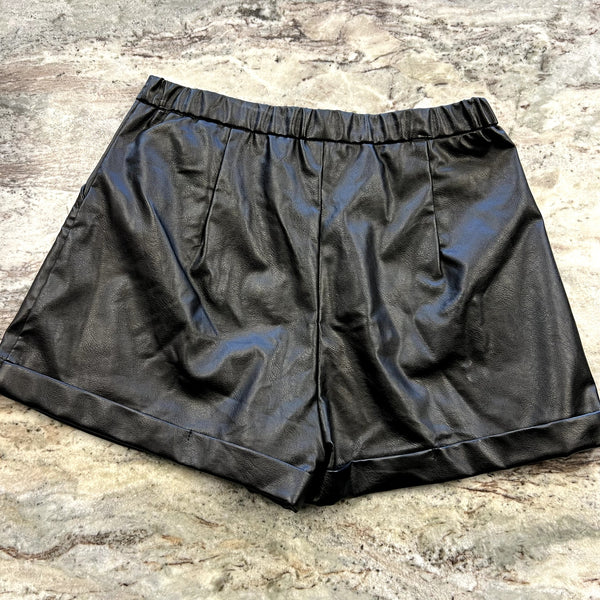 Women's Black Faux Leather Shorts Size Medium