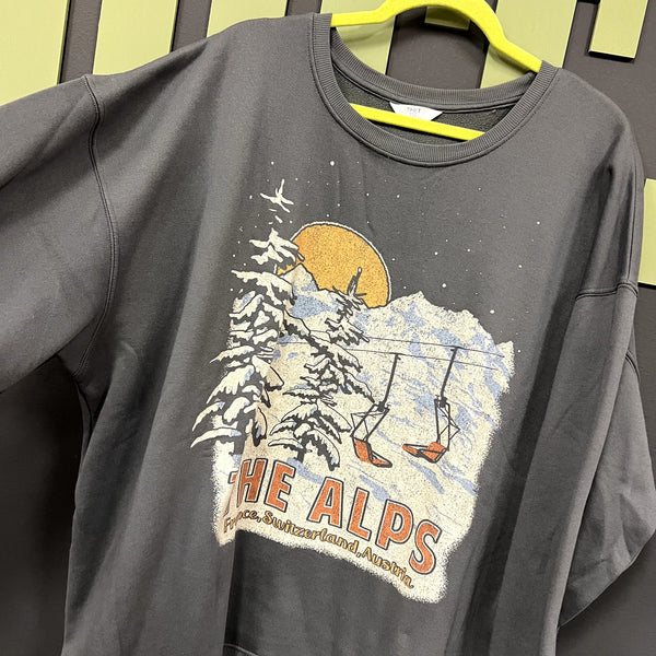 Time and Tru "The Alps" Ski Graphic Sweatshirt XXL