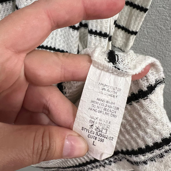 Bibi Boutique Black + White Open Front Cardigan Large
